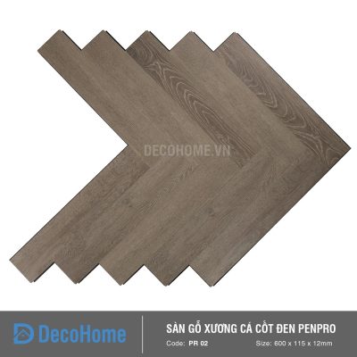 sàn gỗ xương cá cốt đen Penpro PR 02