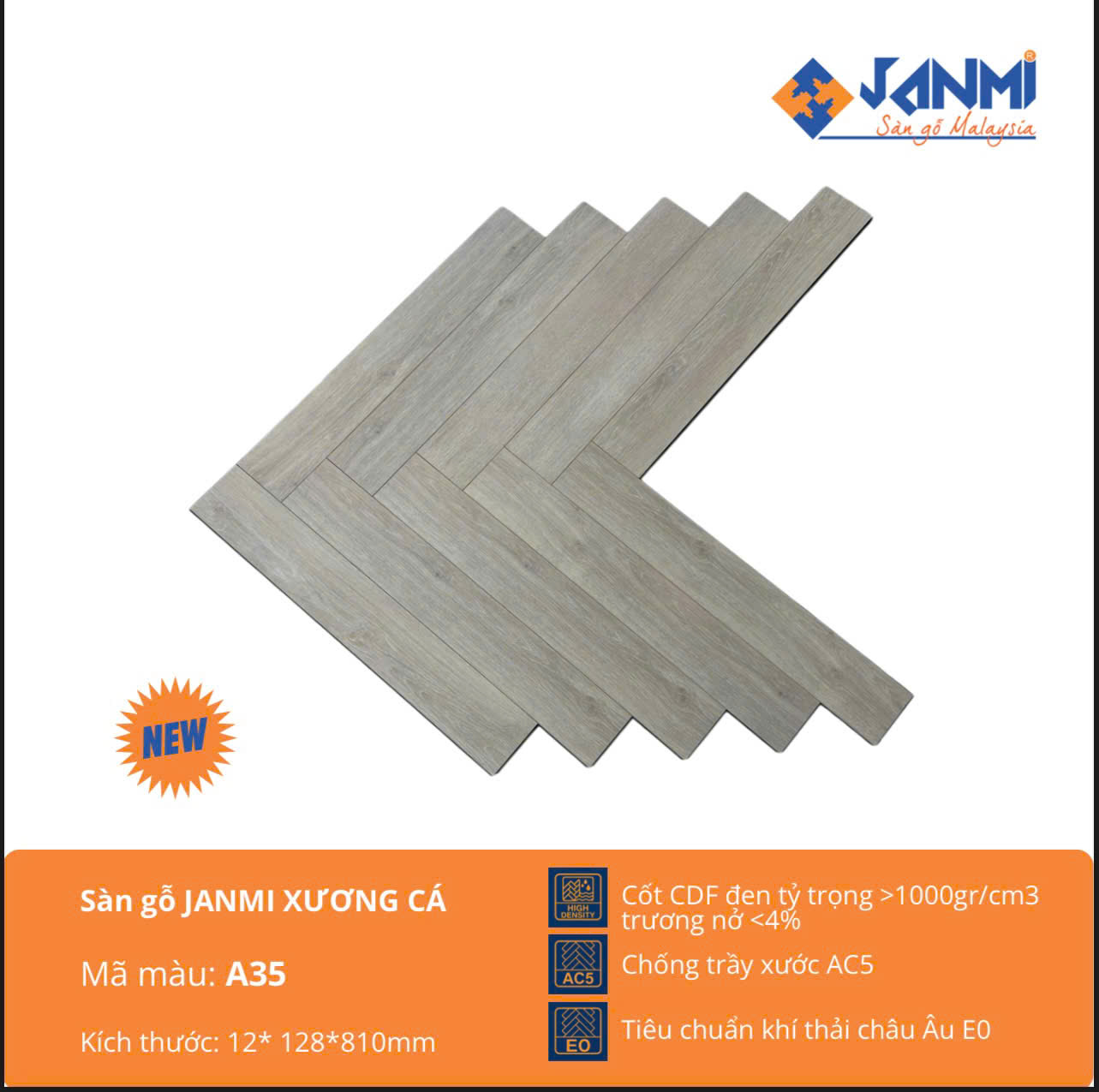 Sàn gỗ janmi xương cá A35 – DecoHome