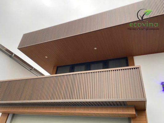 Mái hiên gỗ nhựa composite ngoài trời đẹp