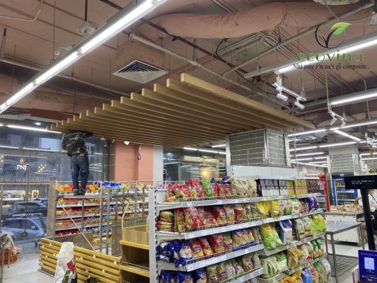 Chi tiết hệ xương treo và thanh trần nan gỗ nhựa Ecovina EW100T50
